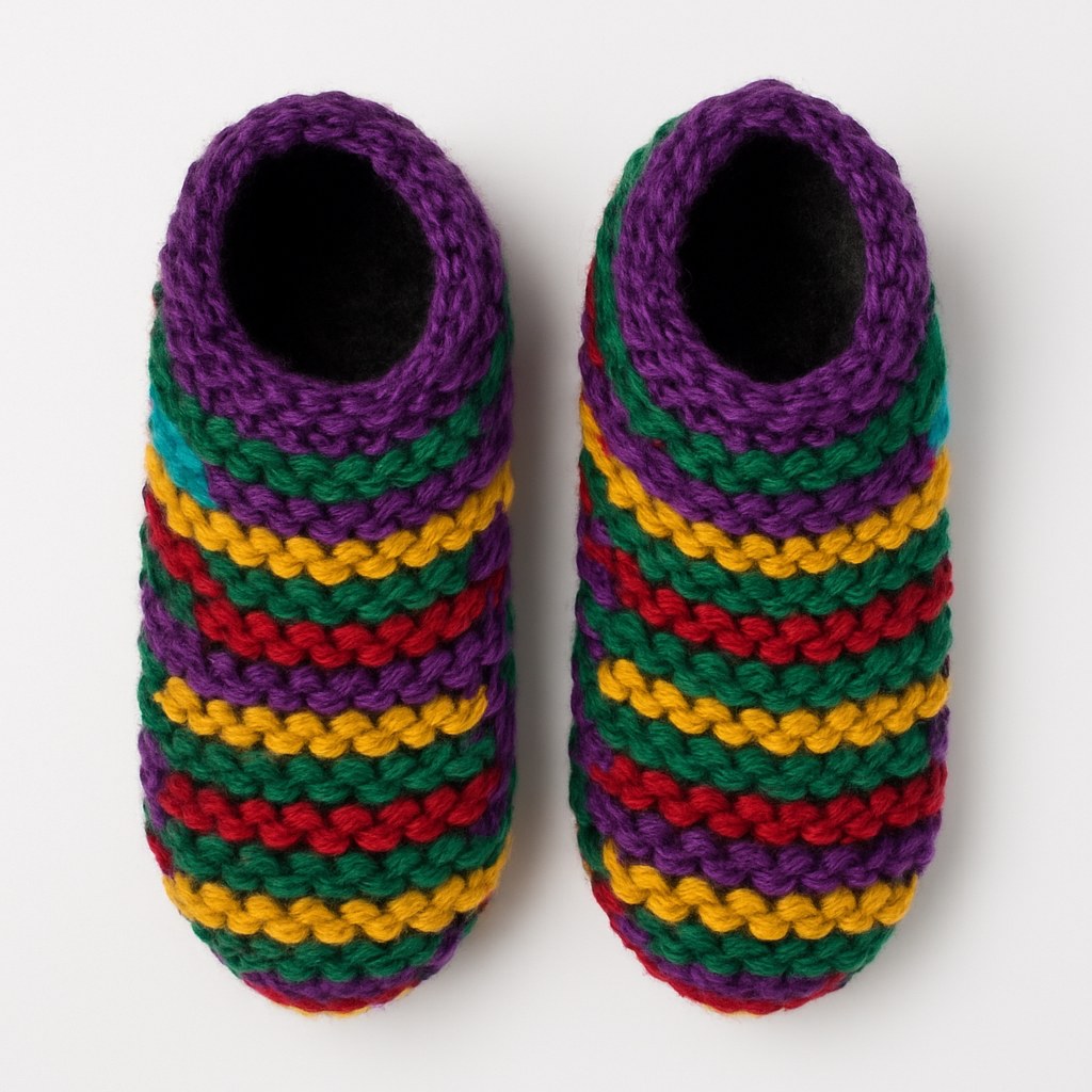 Striped Wool Baby Booties