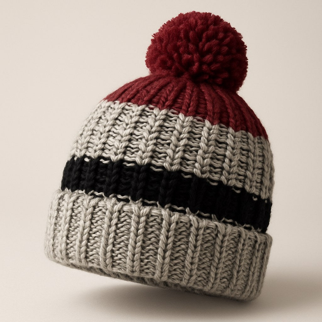 Burgundy Summit Pom Pom Beanie