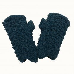 Textured Fingerless Wool Mittens in Midnight, handmade from 100% wool