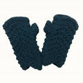 Textured Fingerless Wool Mittens in Midnight, handmade from 100% wool