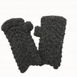 Textured Fingerless Wool Mittens in Charcoal, handmade from 100% wool