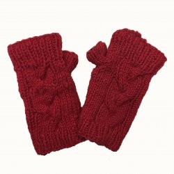 Ruby Cable Knit Hand Warmers in Ruby Cable Knit Hand Warmers, handmade from 100% wool