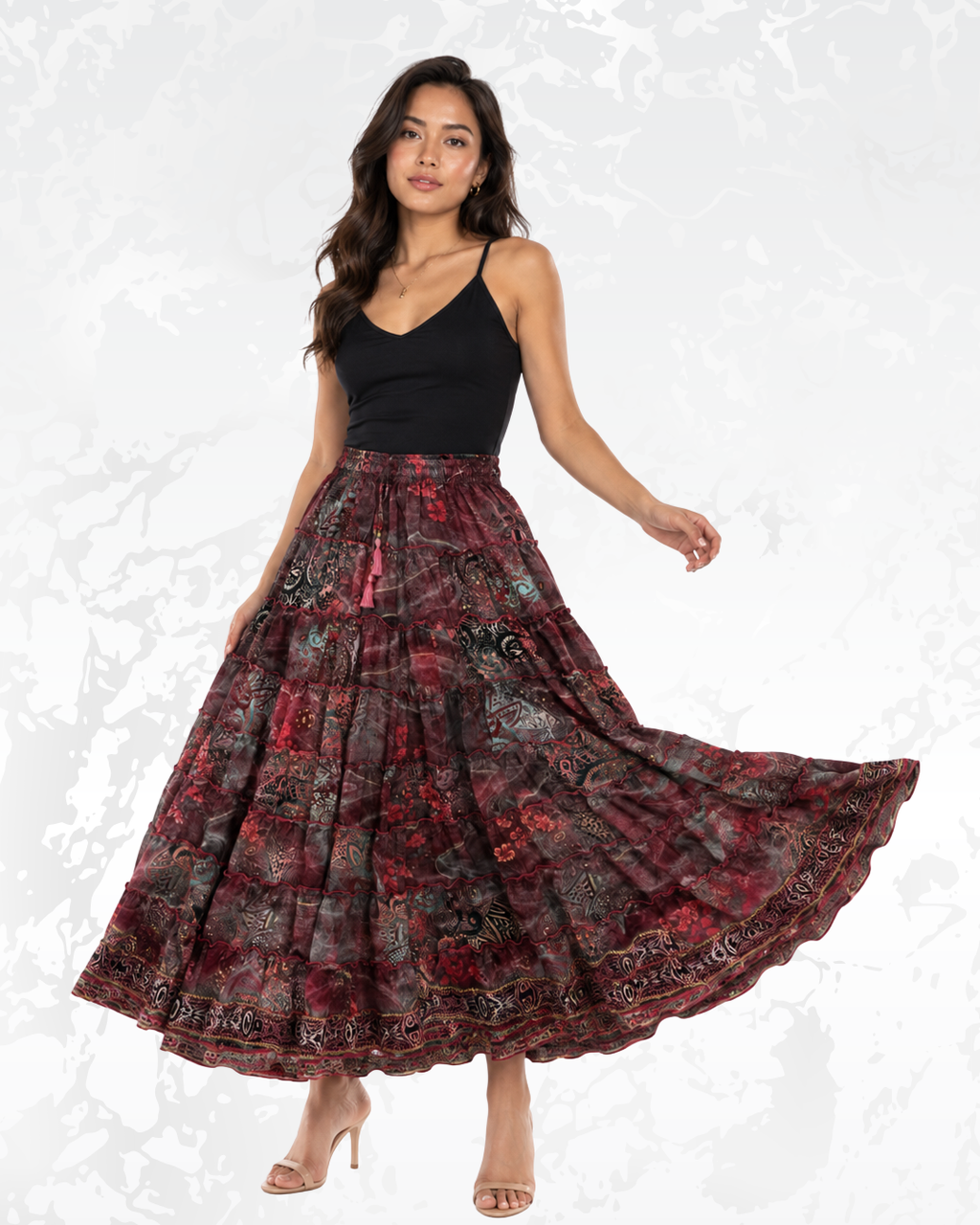 Crimson Heritage Silk Skirt