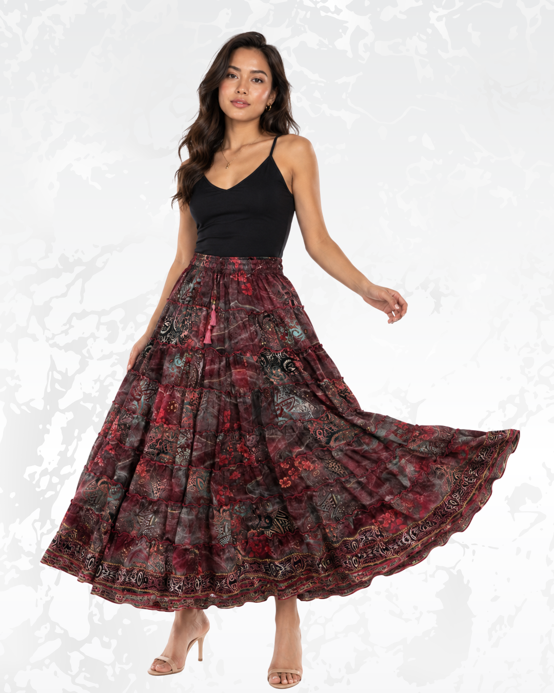 Crimson Heritage Silk Skirt