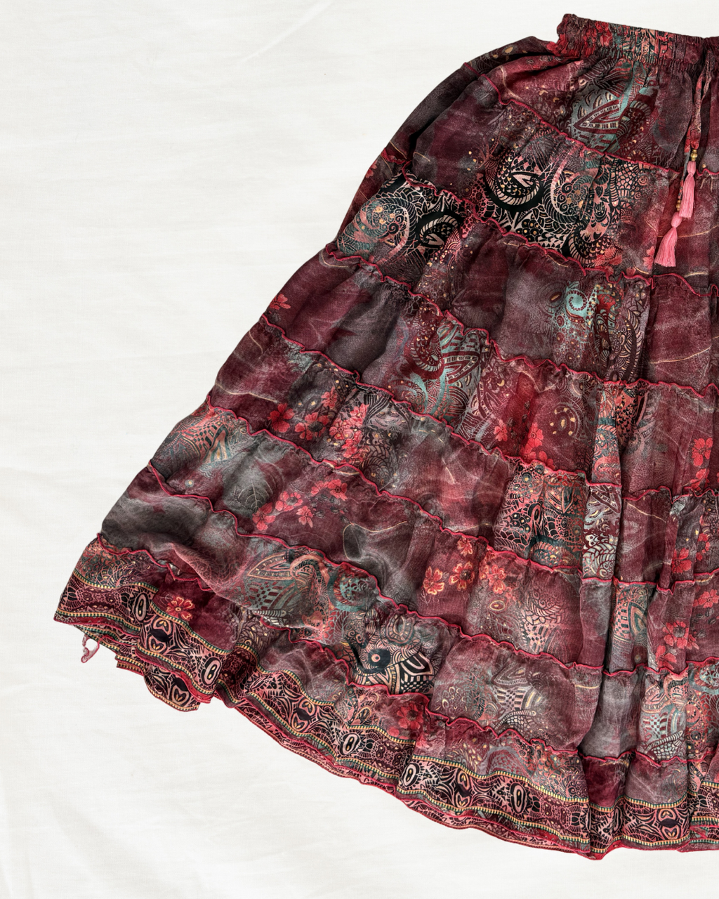 Crimson Heritage Silk Skirt