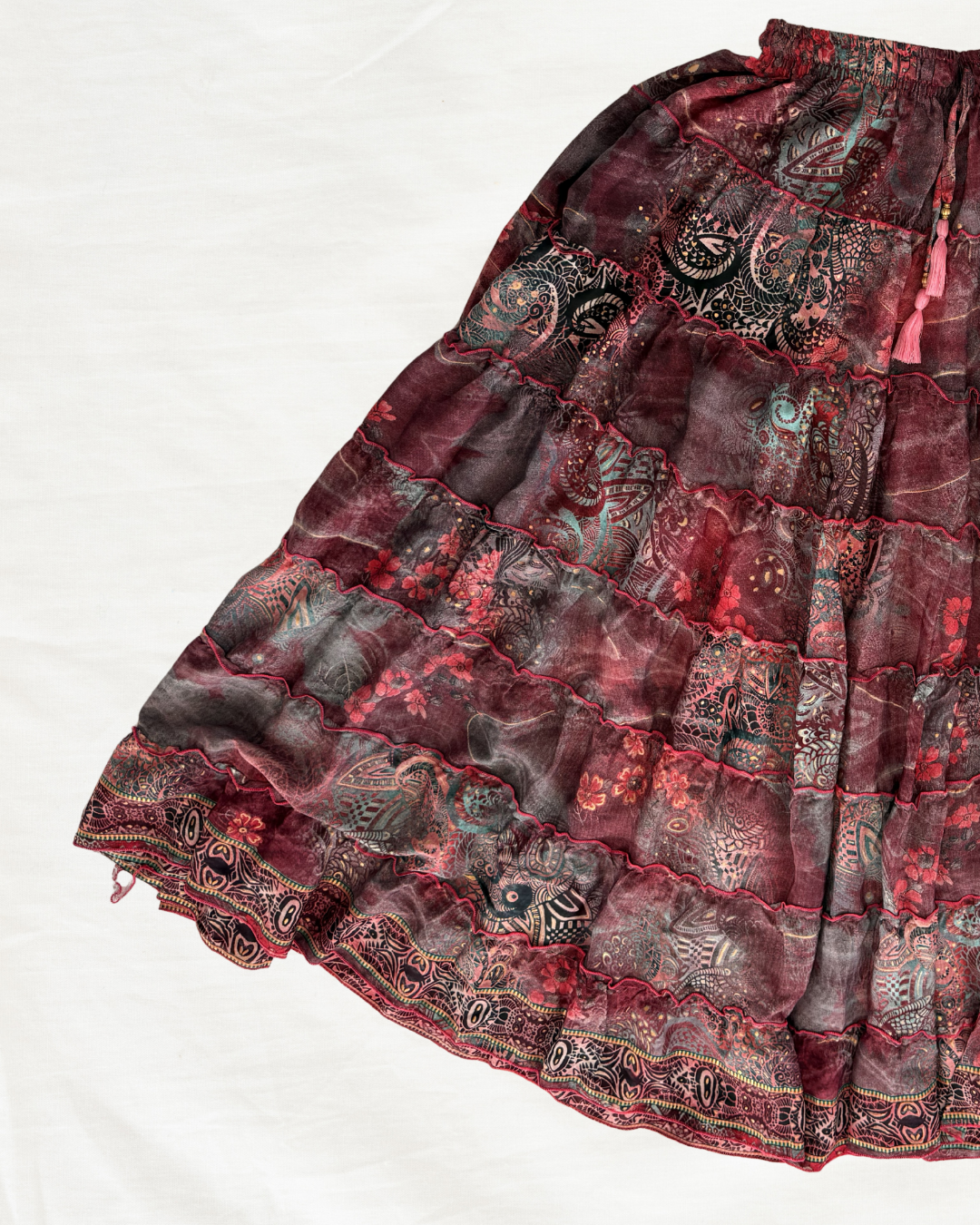 Crimson Heritage Silk Skirt