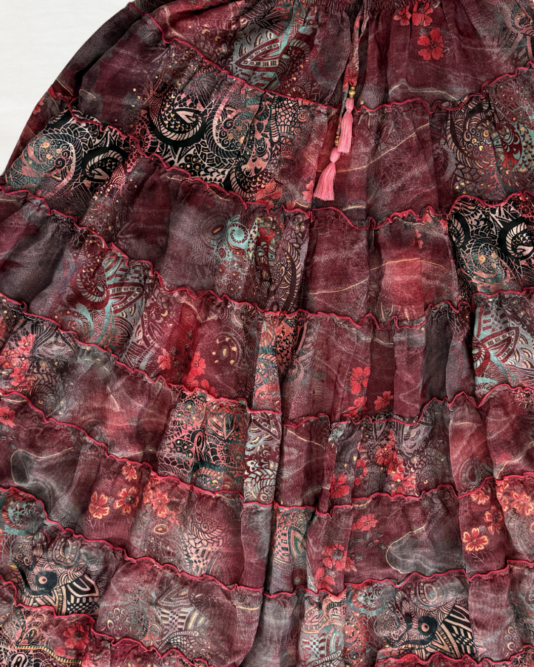 Crimson Heritage Silk Skirt