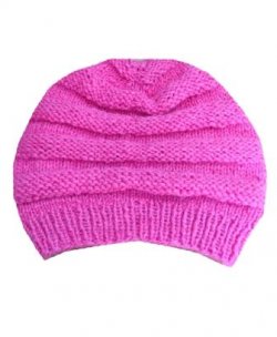 Everyday Slouch Wool Beanie in Fuchsia, handmade from 100% wool