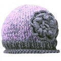 Lilac Rose Knit Beanie in Lilac Rose Knit Beanie, handmade from 100% wool
