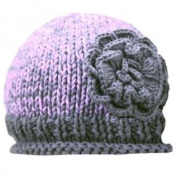 Lilac Rose Knit Beanie in Lilac Rose Knit Beanie, handmade from 100% wool