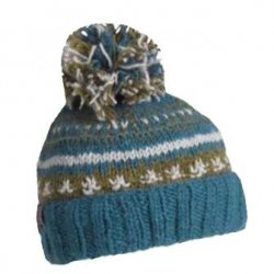 Glacier Fair Isle Pom Pom Beanie in Glacier Fair Isle Pom Pom Beanie, handmade from 100% wool