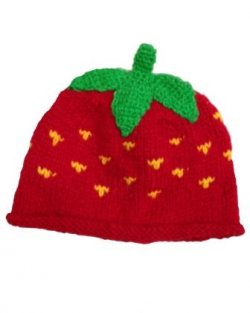 Strawberry Patch Beanie in Strawberry Patch Beanie, handmade from 100% wool