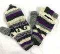 Mountain Convertible Wool Gloves in Purple, handmade from 100% wool