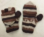 Mountain Convertible Wool Gloves in Cocoa, handmade from 100% wool