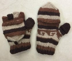 Mountain Convertible Wool Gloves in Cocoa, handmade from 100% wool