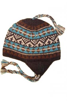 Heritage Earflap Wool Beanie in Turquoise Trail, handmade from 100% wool