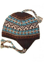 Heritage Earflap Wool Beanie in Turquoise Trail, handmade from 100% wool