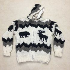 Wild North Animal Knit Hoodie in Wild North Animal Knit Hoodie, handmade from 100% wool