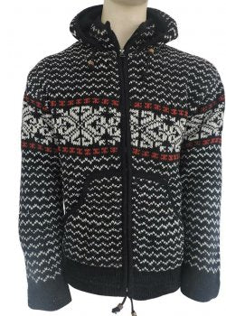 Nordic Night Zip Hoodie in Nordic Night Zip Hoodie, handmade from 100% wool