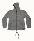 Classic Zip Wool Hoodie in Stone Grey, handmade from 100% wool