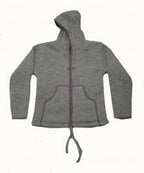 Classic Zip Wool Hoodie in Stone Grey, handmade from 100% wool