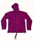 Classic Zip Wool Hoodie in Berry Pink, handmade from 100% wool