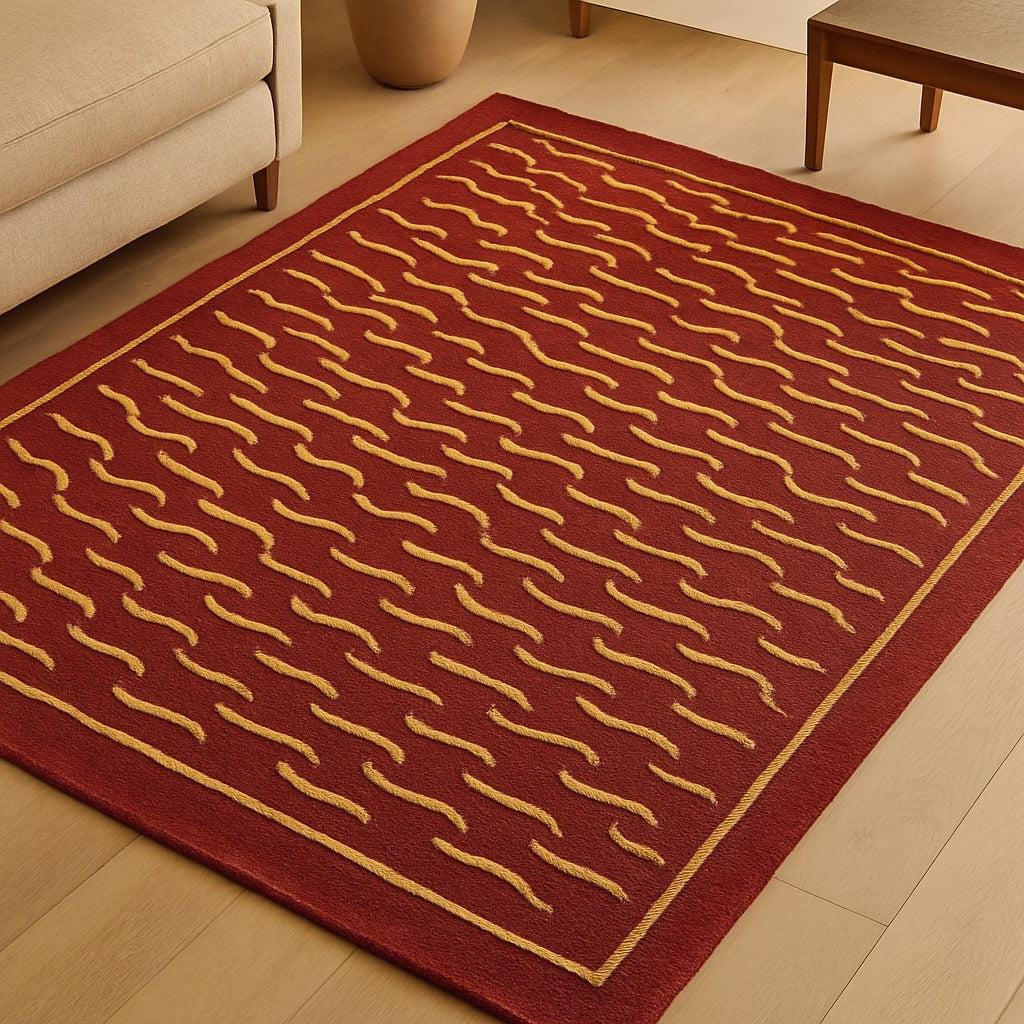 Kumari Red Wool Silk Rug