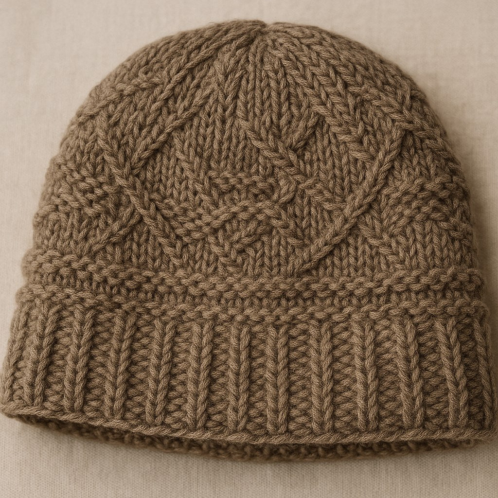 Basket Weave Knit Beanie - Charcoal Taupe