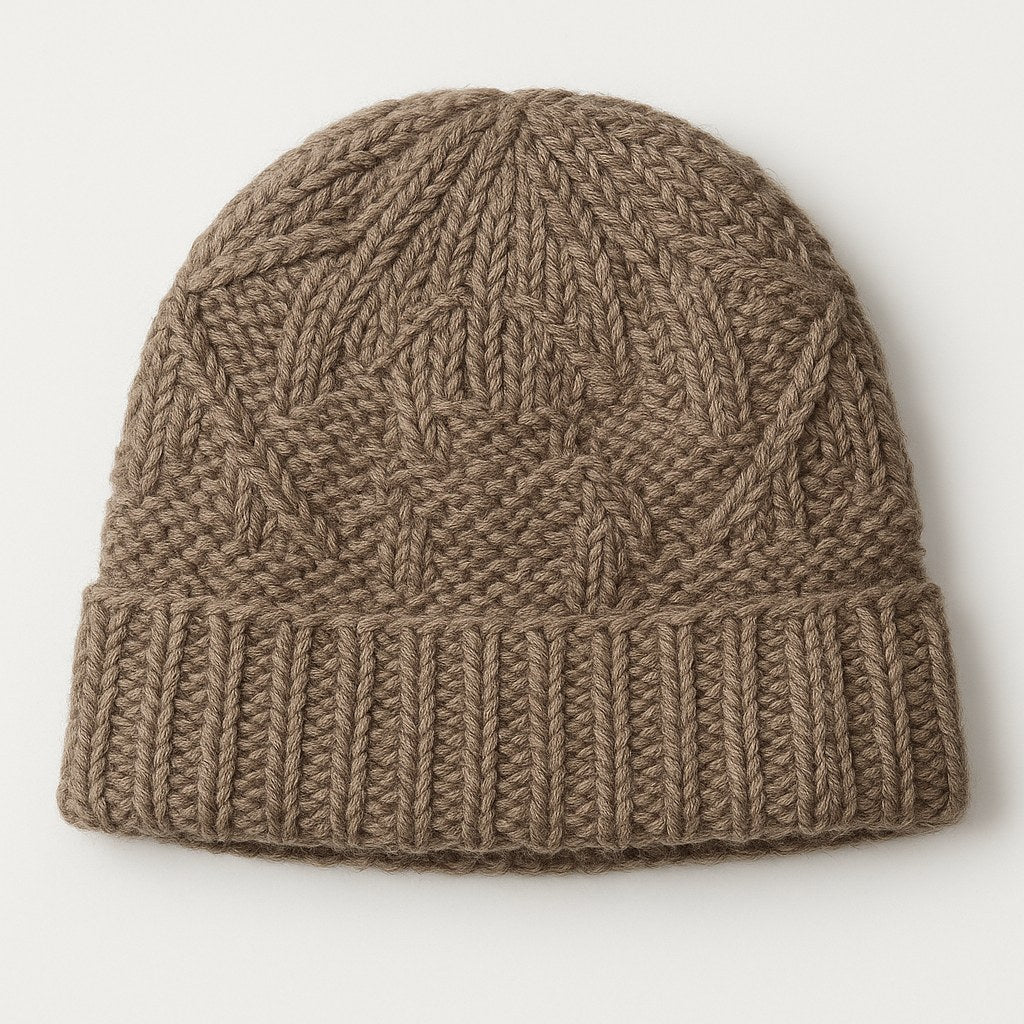 Basket Weave Knit Beanie - Charcoal Taupe