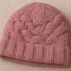 Basket Weave Knit Beanie - Dusty Pink