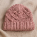 Basket Weave Knit Beanie - Dusty Pink