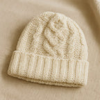 Basket Weave Knit Beanie - Ivory Cream