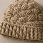 Basket Weave Knit Beanie - Oatmeal Beige