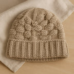 Basket Weave Knit Beanie - Oatmeal Beige