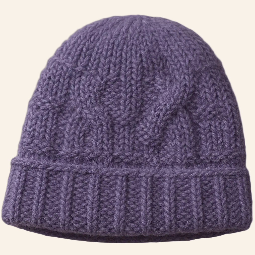 Basket Weave Knit Beanie - Royal Purple