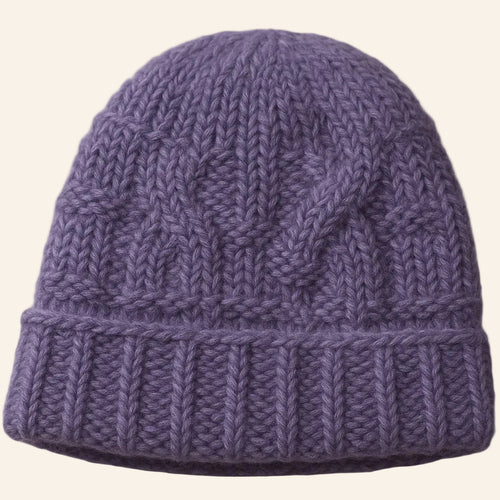 Basket Weave Knit Beanie - Royal Purple