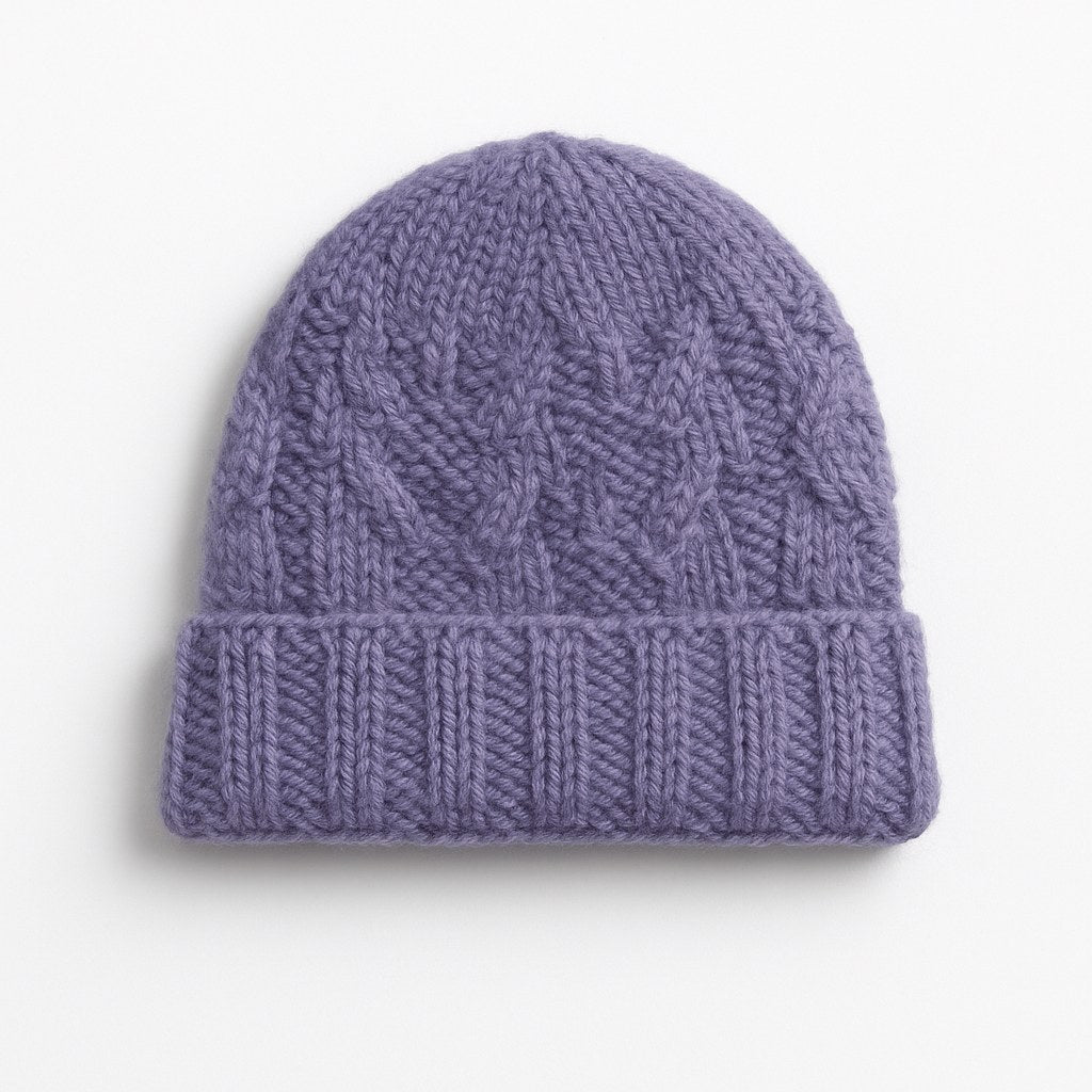 Basket Weave Knit Beanie - Royal Purple