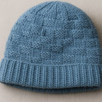 Basket Weave Knit Beanie - Sky Blue