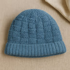 Basket Weave Knit Beanie - Sky Blue