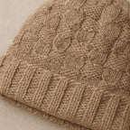 Basket Weave Knit Beanie - Warm Taupe