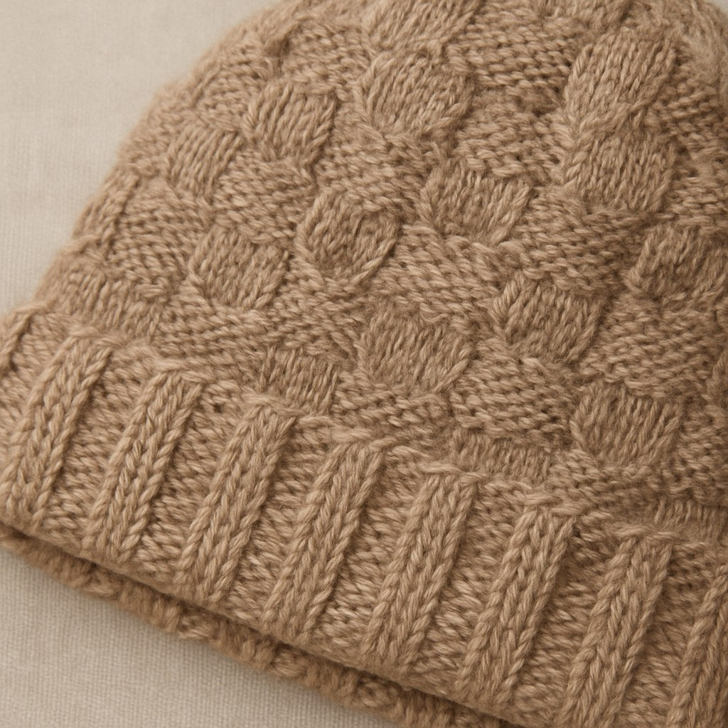 Basket Weave Knit Beanie - Warm Taupe