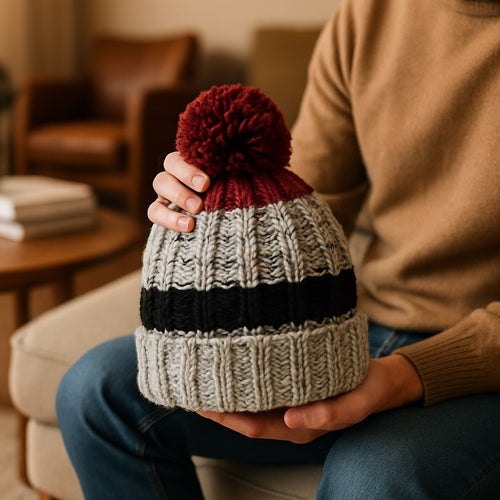 Burgundy Summit Pom Pom Beanie